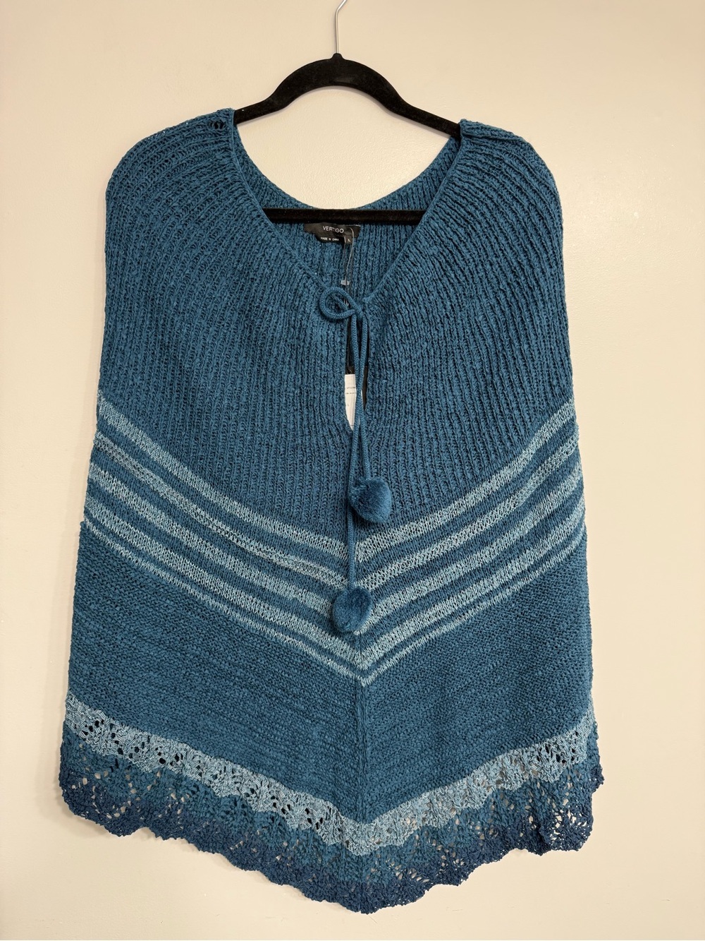 Vertigo Paris Striped Knit Sweater Poncho
